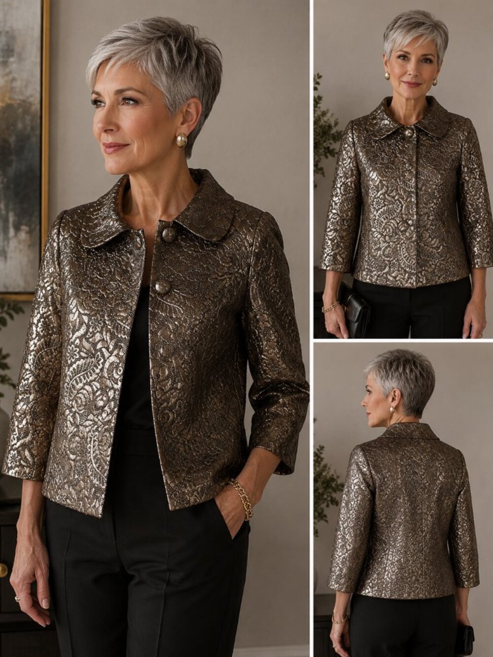 Banana Republic Metallic Floral Jacket